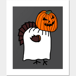 Thanksgiving Turkey in Halloween Horror Pumpkin Ghost Costume Posters and Art